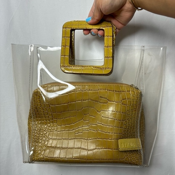 STAUD Clear Purse with Inner Clutch Faux Crocodile Print - Picture 6 of 13